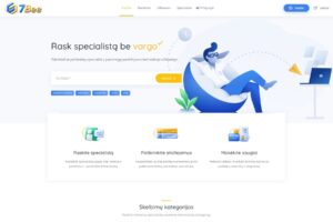 7Bee services marketplace website helping Lithuanian-speaking customers in the UK find specialists, compare reviews, browse service categories and contact local professionals.