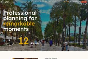 EventBliss website showcasing professional event planning, weddings and celebration services in Alicante, Spain, with service information, experience highlights and contact options.