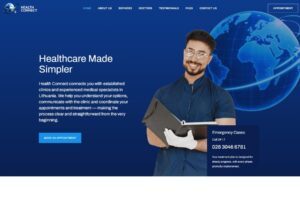 MyHealthConnect website connecting UK and Ireland patients with established clinics and medical specialists in Lithuania, including appointment coordination and treatment support.
